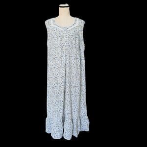 VTG Floral Cottagecore Prairie Sleeveless Nightgown Maxi Sleep Dress Blue XL